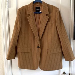 NWT Madewell wool blend blazer pinstripe navy sz 14